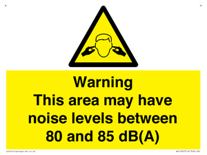 Warning Noise Levels in this area between 80 and 85 dB
